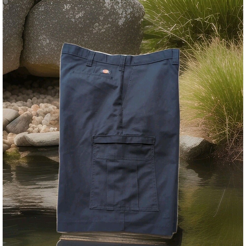 DICKIES CARGO WORK SHORTS MEN'S SIZE 40 DARK BLUE LOOSE FIT 12" INSEAM    EUC